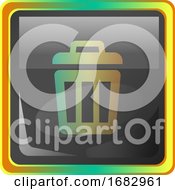 Poster, Art Print Of Deleted Files Grey Square Icon Illustration With Yellow And Green Details On White Background