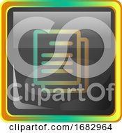 Poster, Art Print Of Documents Grey Square Icon Illustration With Yellow And Green Details On White Background