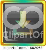 Poster, Art Print Of Download Grey Square Icon Illustration With Yellow And Green Details On White Background
