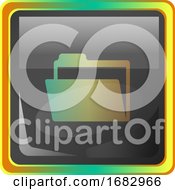 Poster, Art Print Of Files Grey Square Icon Illustration With Yellow And Green Details On White Background
