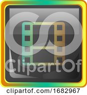 Poster, Art Print Of Video Gallery Grey Square Icon Illustration With Yellow And Green Details On White Background