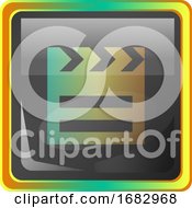 Poster, Art Print Of Film Grey Square Icon Illustration With Yellow And Green Details On White Background