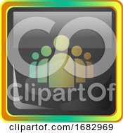Poster, Art Print Of Groupchat Grey Square Icon Illustration With Yellow And Green Details On White Background