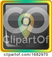 Poster, Art Print Of Lockation Grey Square Icon Illustration With Yellow And Green Details On White Background
