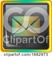 Poster, Art Print Of Message Grey Square Icon Illustration With Yellow And Green Details On White Background