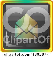 Poster, Art Print Of Open Message Grey Square Icon Illustration With Yellow And Green Details On White Background