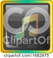 Poster, Art Print Of Music Grey Square Icon Illustration With Yellow And Green Details On White Background