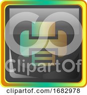 Poster, Art Print Of Print Grey Square Icon Illustration With Yellow And Green Details On White Background