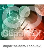 Poster, Art Print Of 3d Medical Background With Virus Cells On Dna Strands