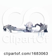 Poster, Art Print Of 3d Evil Zombie On A White Background