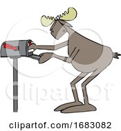 Cartoon Moose Checking The Mail