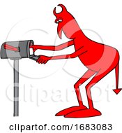 Cartoon Devil Checking The Mail by djart