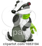 Poster, Art Print Of Cute Badger Wearing A Scarf