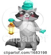 Poster, Art Print Of Cute Raccoon Holding A Lantern