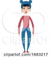 Girl With Blue Hat Illustration