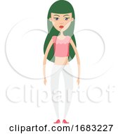 Girl With Green Hair Illustration