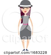 Woman In Grey Skirt Illustration