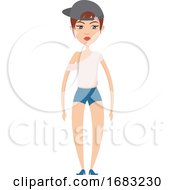 Girl With Grey Cap Illustration