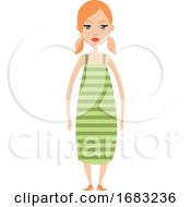 Poster, Art Print Of Girl In Green Dress Illustration