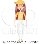 Poster, Art Print Of Girl With Yellow Cap Illustration