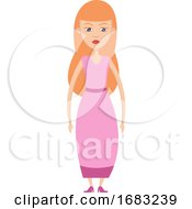 Poster, Art Print Of Girl In Pink Dress Illustration