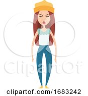 Poster, Art Print Of Girl With Yellow Hat Illustration