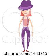 Poster, Art Print Of Girl With Purple Hat Illustration