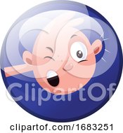 Poster, Art Print Of Baby Vector Illustration In Deep Blue Circle