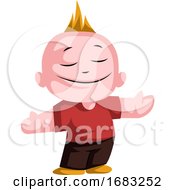 Poster, Art Print Of Young Boy With His Arms Wide Open Ready For A Hug Illustration