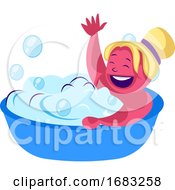 Poster, Art Print Of Pink Blond Lady Having A Bath