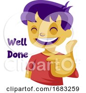 Boy With Purple Hair Showing Thumbs Up