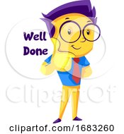 Poster, Art Print Of Yellow Boy With Round Glasses Showing Thumbs Up
