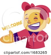 Poster, Art Print Of Smilling Boy Wth Pink Hair Welcoming