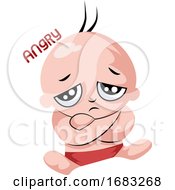 Poster, Art Print Of Baby With Sad Face Saying Angry