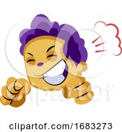 Poster, Art Print Of Excited Yellow Boy With Purple Hair