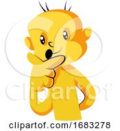 Poster, Art Print Of Yellow Creature Holding Hand On The Face