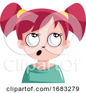 Poster, Art Print Of Girl With Pigtails Is Very Forgetful Illustration