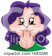 Poster, Art Print Of Excited Woman With Purple Colored Hair Illustration