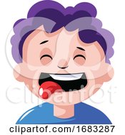 Poster, Art Print Of Boy With Curly Purple Hair Is Craving Some Food Illustration