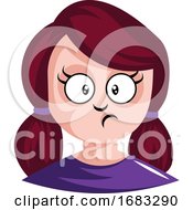 Poster, Art Print Of Girl With Red Hair Tied In Pigtails Is Confused Illustration