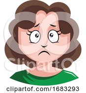 Poster, Art Print Of Girl With Brown Curly Hair Is About To Cry Illustration