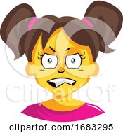 Poster, Art Print Of Angry Girl With Pigtails Illustration