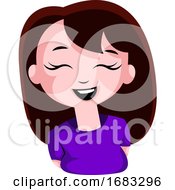 Poster, Art Print Of Happy And In Love Brunette In Purple Top Illustration