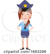 Poster, Art Print Of A Policewoman In Uniform Illustration