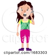 Worried Woman Talking On A Phone Illustration