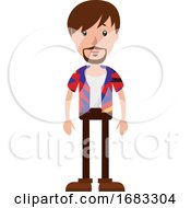 Poster, Art Print Of The Young Man With A Colorful Shirt Illustration