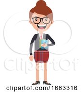 Poster, Art Print Of Cheerful Businesswoman Holding Some Documents Illustration