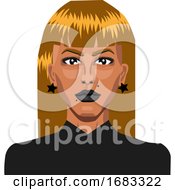Blonde Girl Wearing Earings Illustration