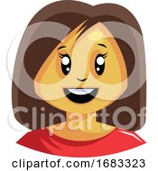 Poster, Art Print Of Woman With Short Brown Hair Is Happy Illustration