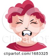 Poster, Art Print Of Woman With Red Hair And In Red Top Is Very Irritated Illustration